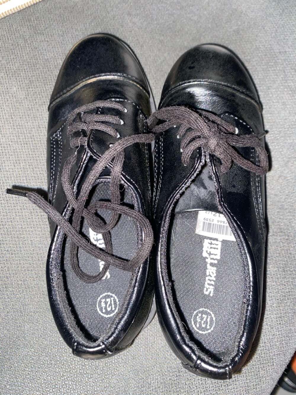 Smartfit Boys Black Cap Toe Lace-Up Dress Shoes Size 12.5